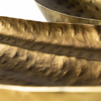 Set of Two Gold Hammered Metal Boat Shaped Decorative Bowls HomeRoots