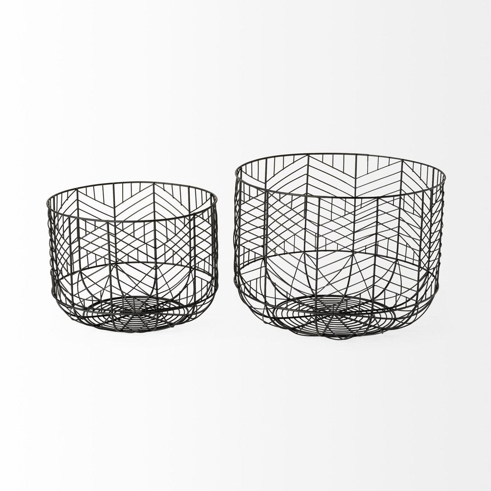 Set of Two Black Metal Tabletop Sculpture HomeRoots