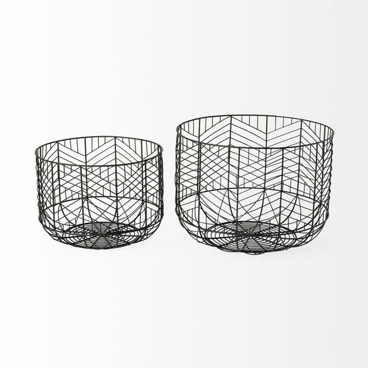 Set of Two Black Metal Tabletop Sculpture HomeRoots