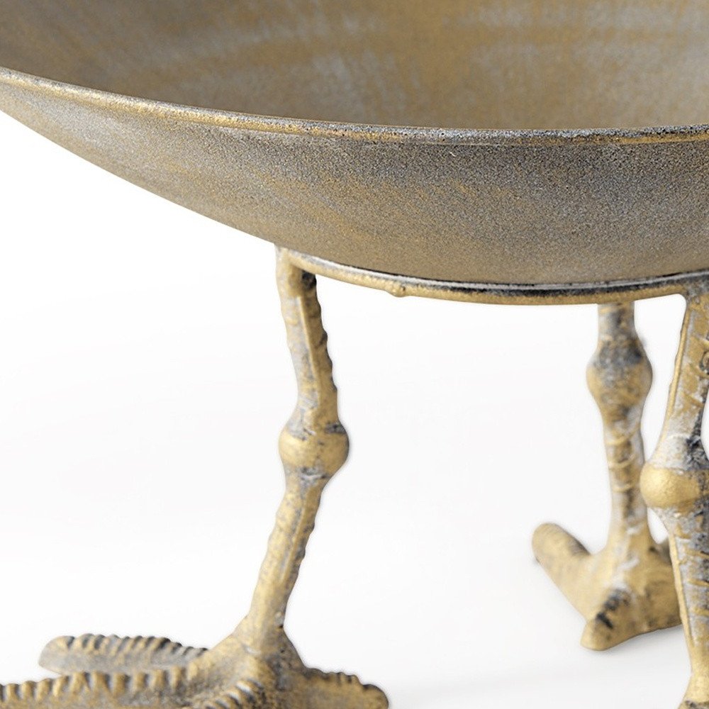 13" Gold Metal Round Centerpiece Bowl HomeRoots