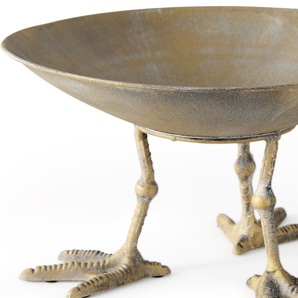 13" Gold Metal Round Centerpiece Bowl HomeRoots