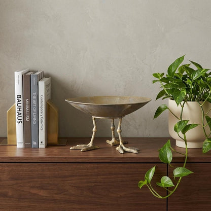 13" Gold Metal Round Centerpiece Bowl HomeRoots