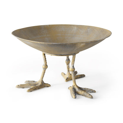 13" Gold Metal Round Centerpiece Bowl HomeRoots