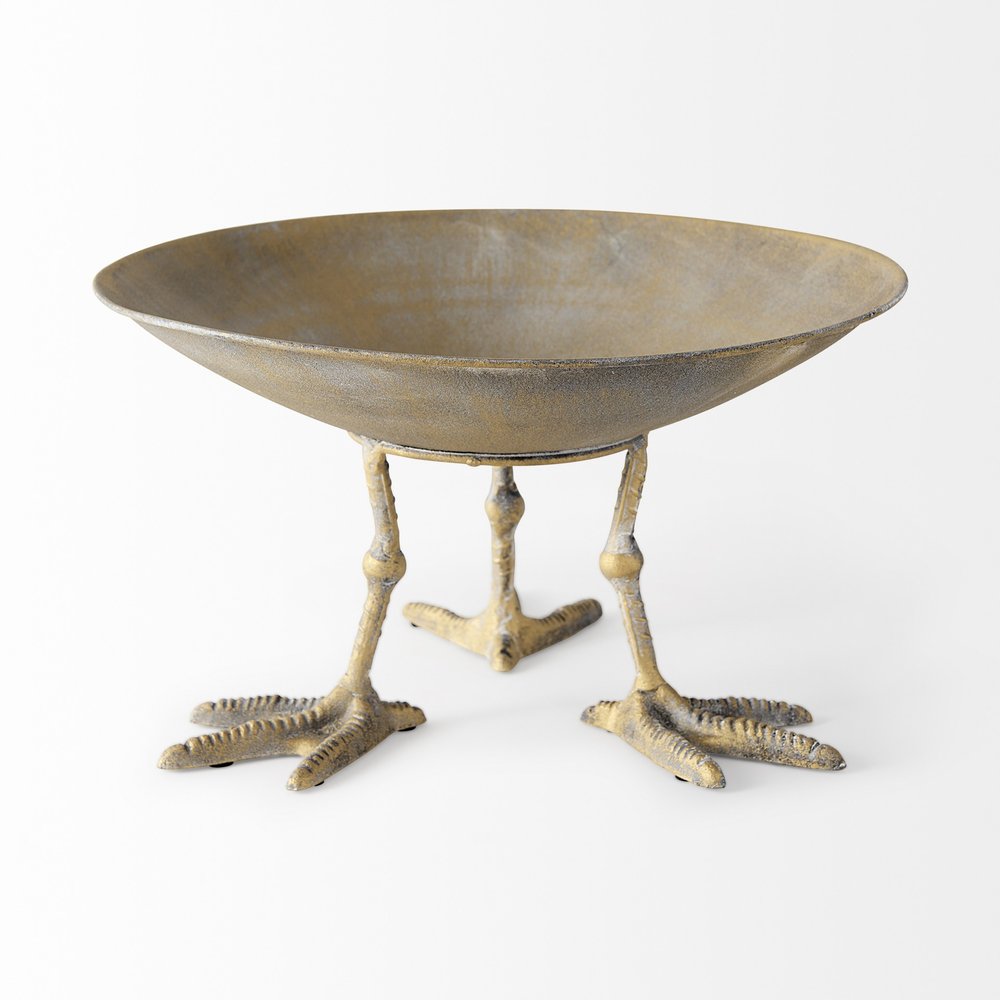 13" Gold Metal Round Centerpiece Bowl HomeRoots