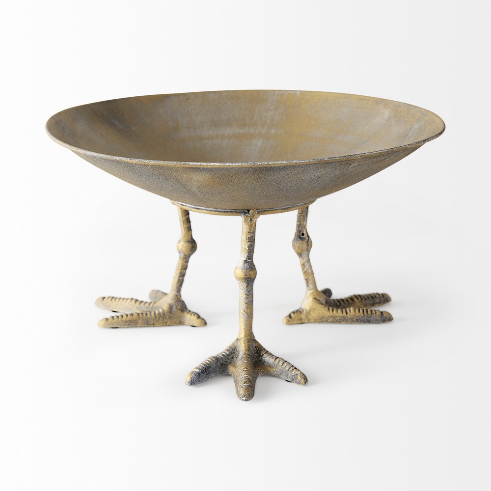13" Gold Metal Round Centerpiece Bowl HomeRoots