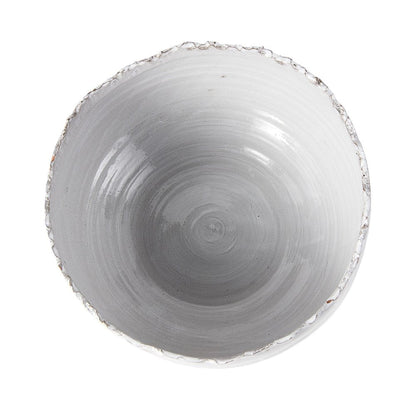13" White Ceramic Torn Edge Round Centerpiece Bowl HomeRoots