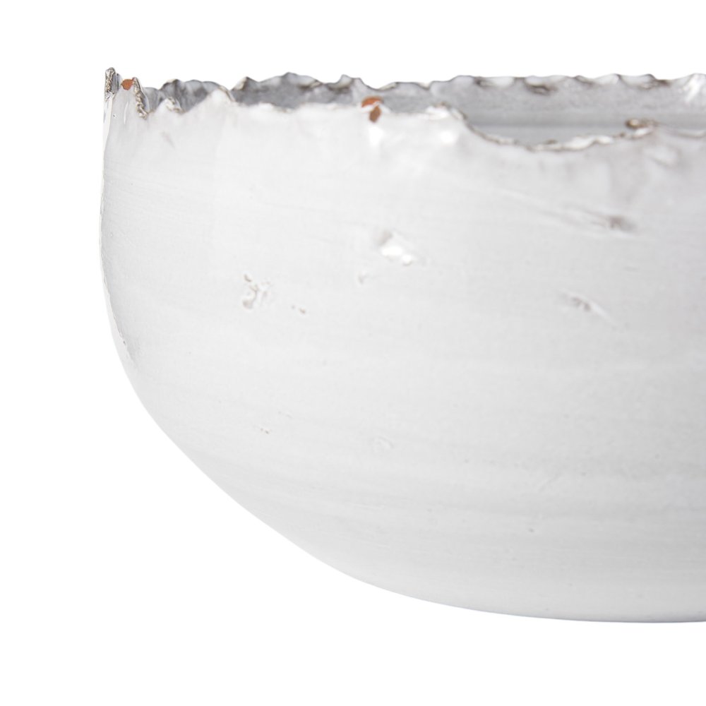 13" White Ceramic Torn Edge Round Centerpiece Bowl HomeRoots
