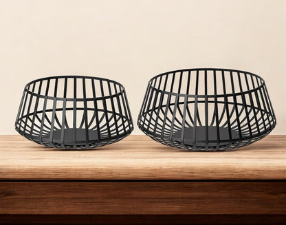 Set of Two Black Metal Decorative Bowl HomeRoots