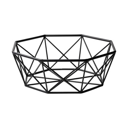 17" Black Metal Geometric Decorative Bowl HomeRoots