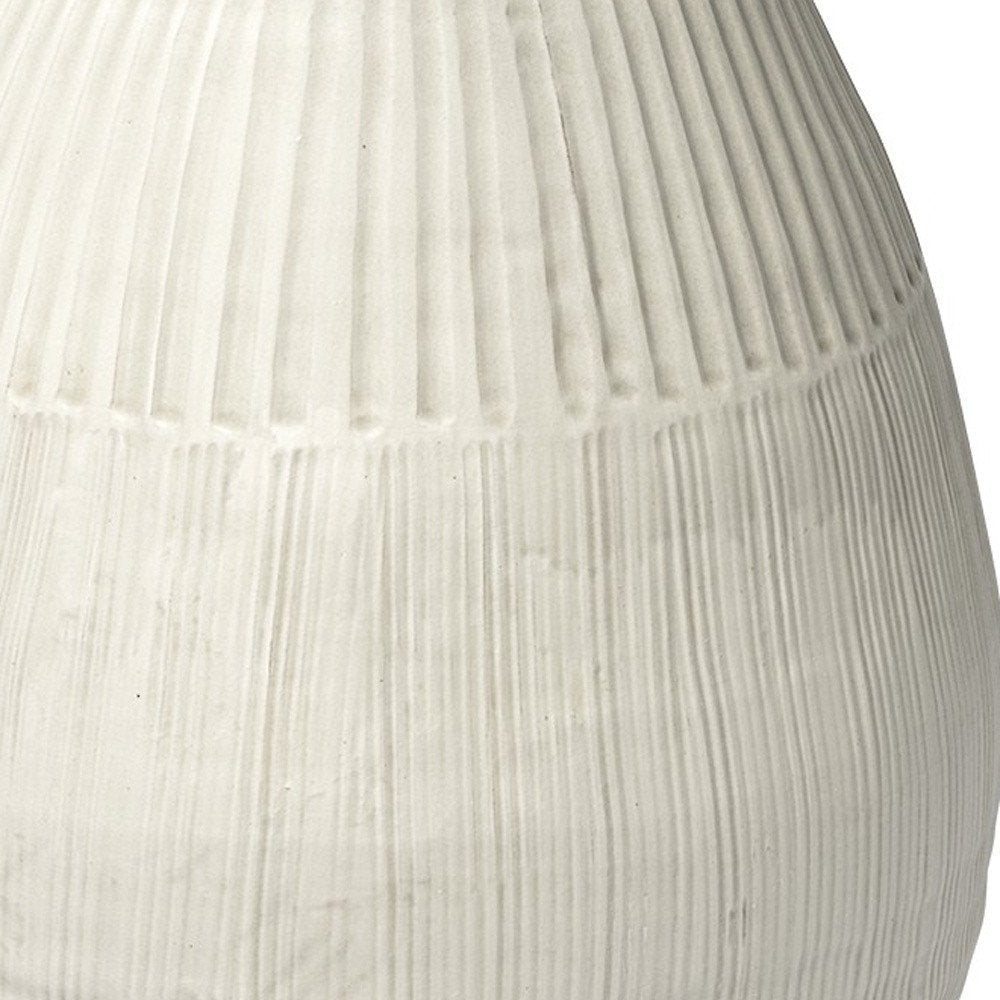 21" White Striped Ceramic Cylinder Floor Vase — view 8