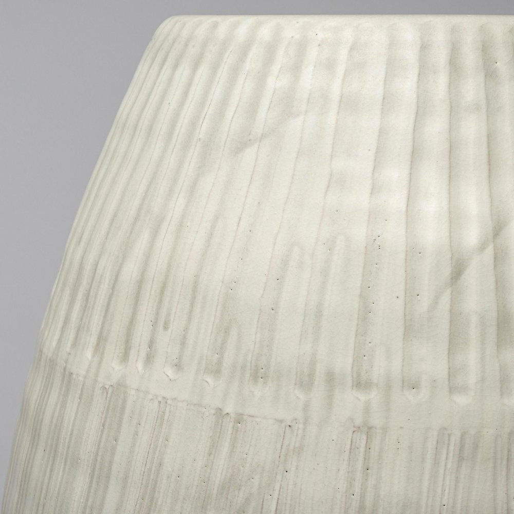 21" White Striped Ceramic Cylinder Floor Vase — view 6