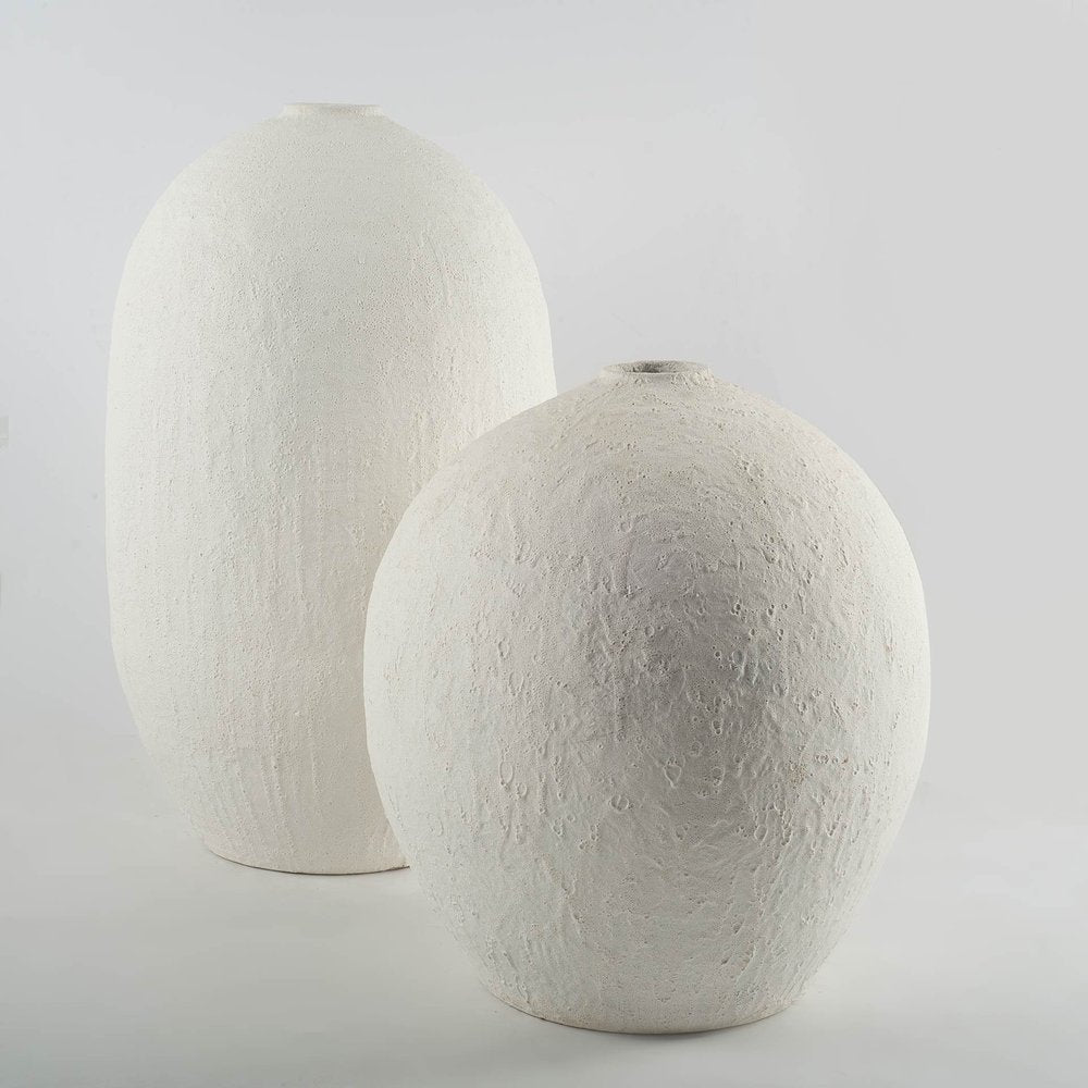 32" White Cylinder Ceramic Floor Vase HomeRoots