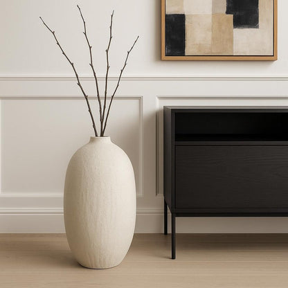 32" White Cylinder Ceramic Floor Vase HomeRoots