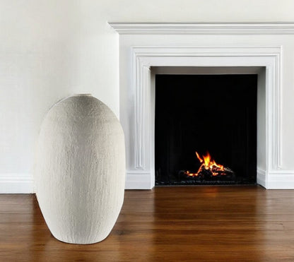 32" White Cylinder Ceramic Floor Vase HomeRoots