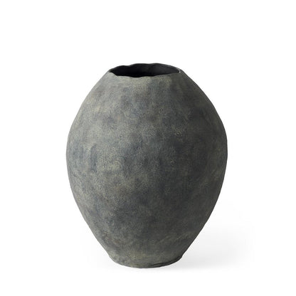 23" Gray Oval Distressed Ceramic Floor Vase HomeRoots