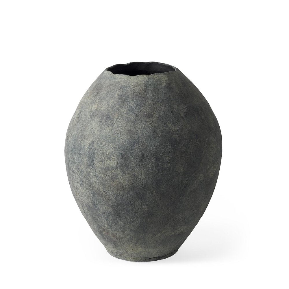 23" Gray Oval Distressed Ceramic Floor Vase HomeRoots