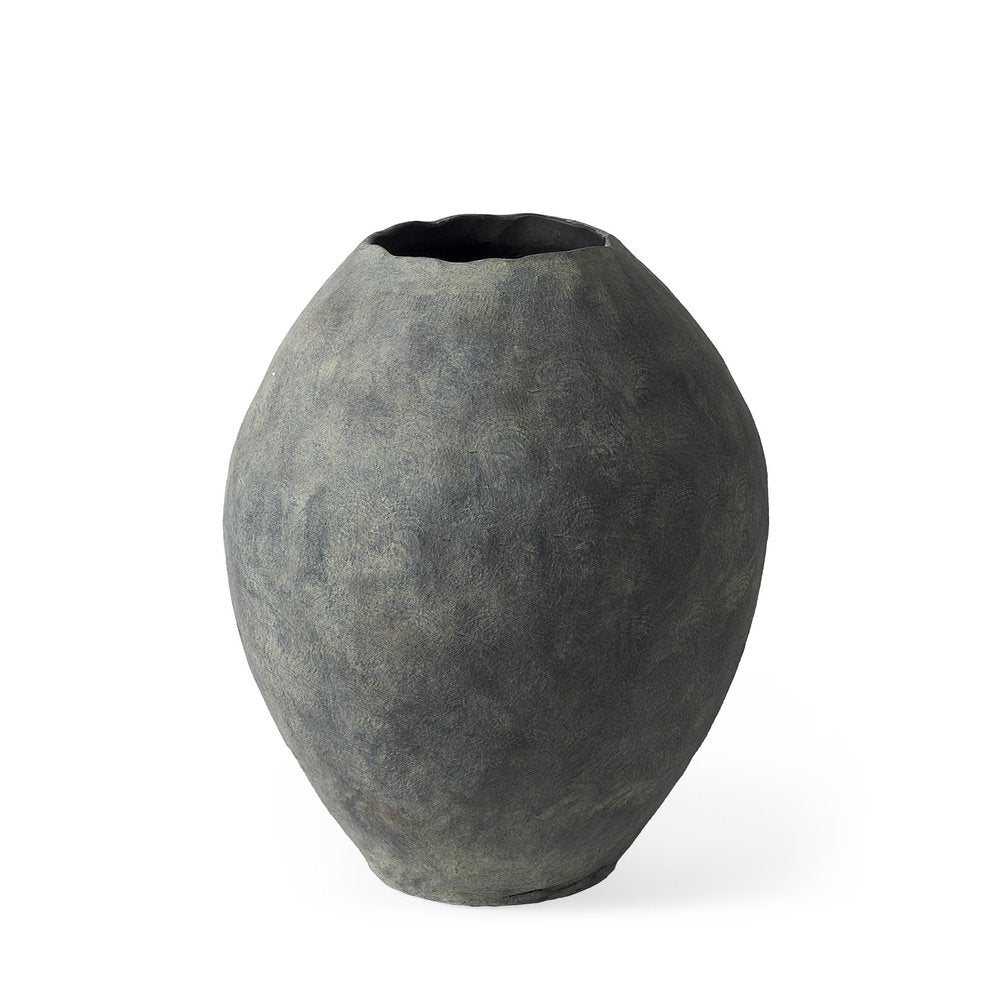 23" Gray Oval Distressed Ceramic Floor Vase HomeRoots