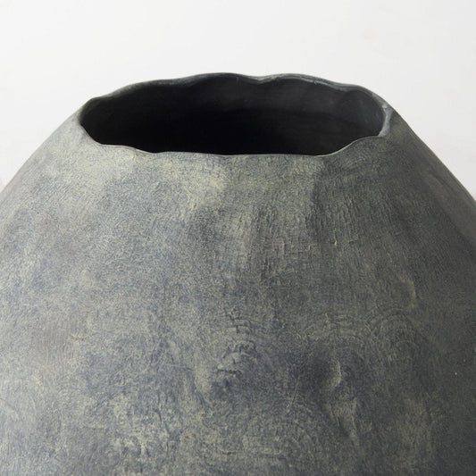 23" Gray Oval Distressed Ceramic Floor Vase