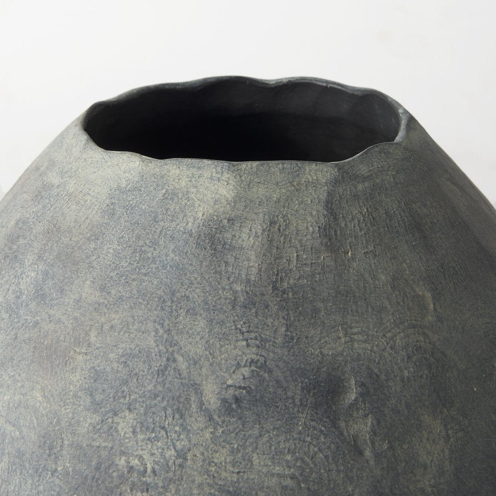 23" Gray Oval Distressed Ceramic Floor Vase HomeRoots