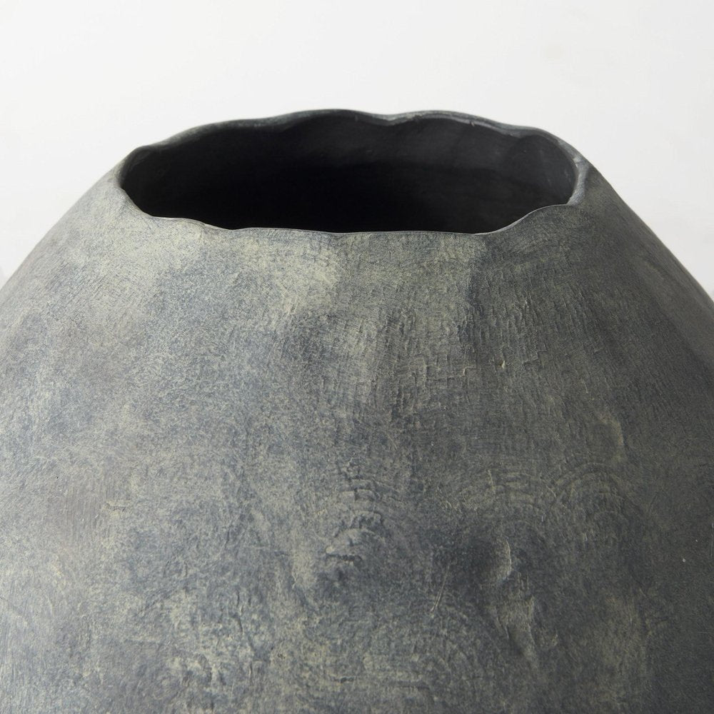 23" Gray Oval Distressed Ceramic Floor Vase HomeRoots