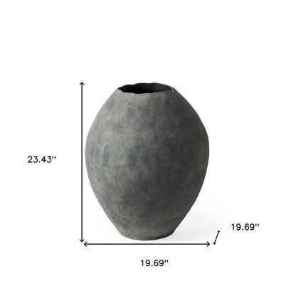 23" Gray Oval Distressed Ceramic Floor Vase HomeRoots