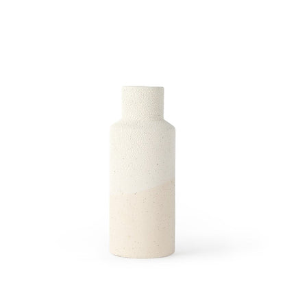 11" Beige And White Color Block Ceramic Cylinder Table Vase HomeRoots