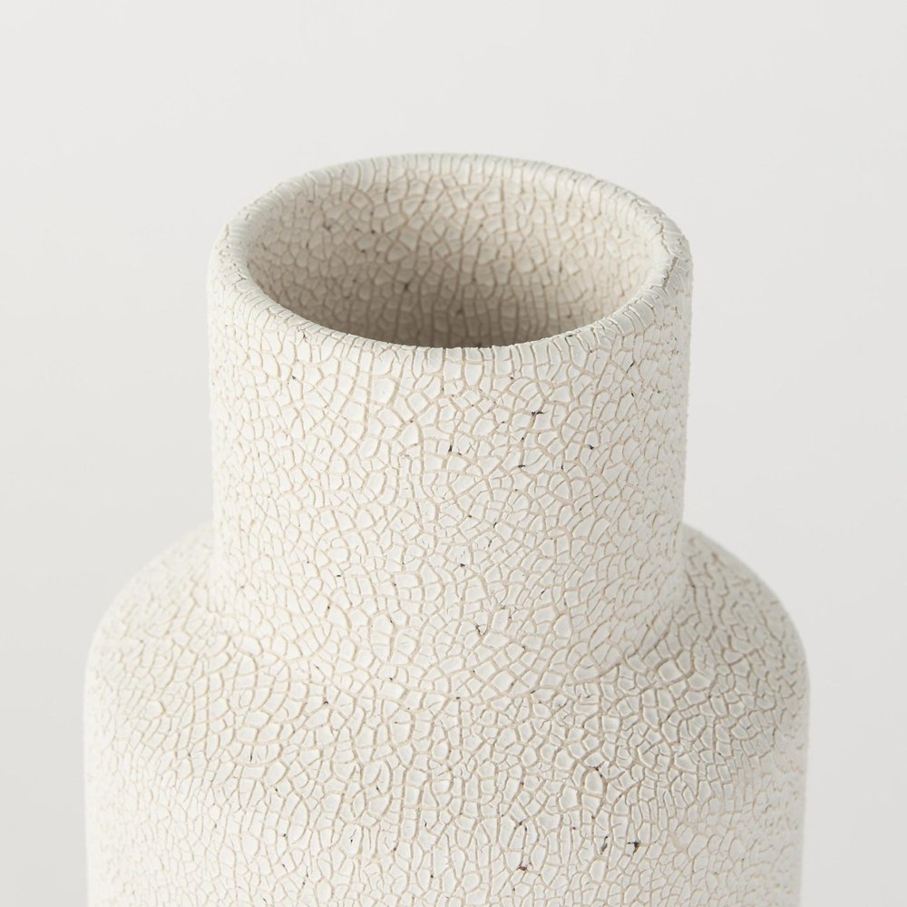 11" Beige And White Color Block Ceramic Cylinder Table Vase HomeRoots