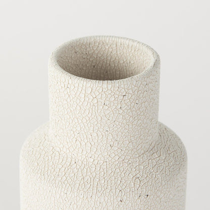 11" Beige And White Color Block Ceramic Cylinder Table Vase HomeRoots