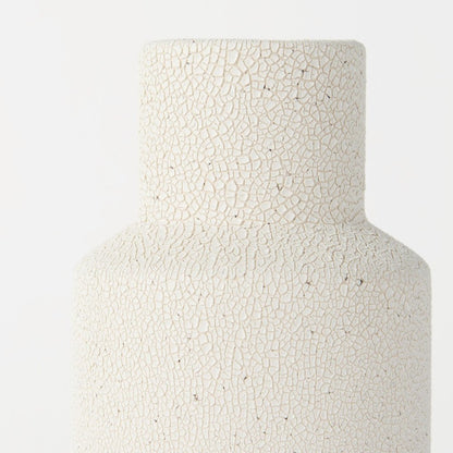 11" Beige And White Color Block Ceramic Cylinder Table Vase HomeRoots