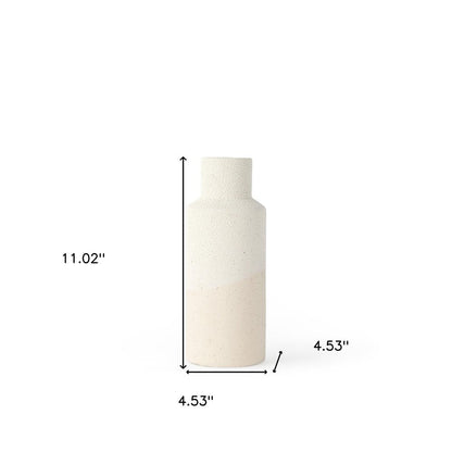 11" Beige And White Color Block Ceramic Cylinder Table Vase HomeRoots