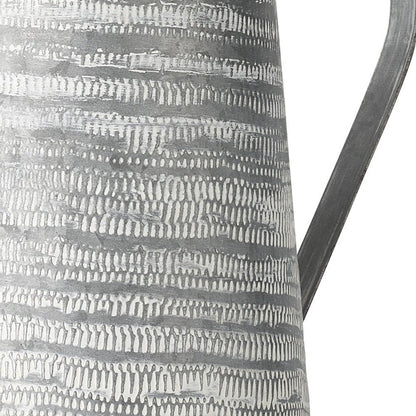 11" Gray and White Abstract Metal Jug Vase HomeRoots