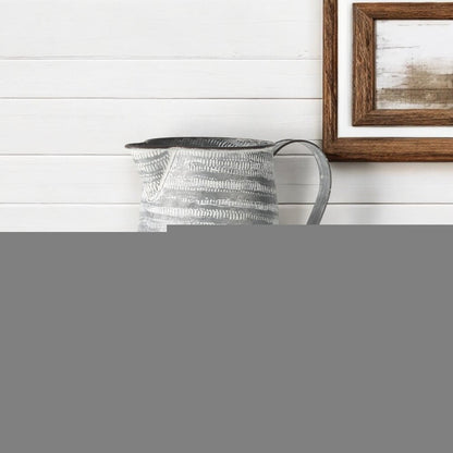 11" Gray and White Abstract Metal Jug Vase HomeRoots