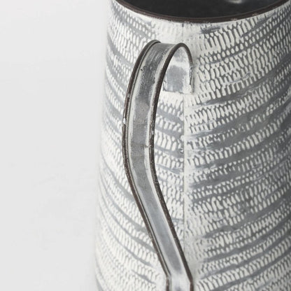 11" Gray and White Abstract Metal Jug Vase HomeRoots