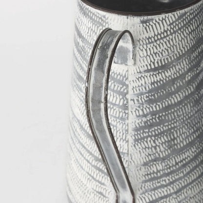 11" Gray and White Abstract Metal Jug Vase HomeRoots