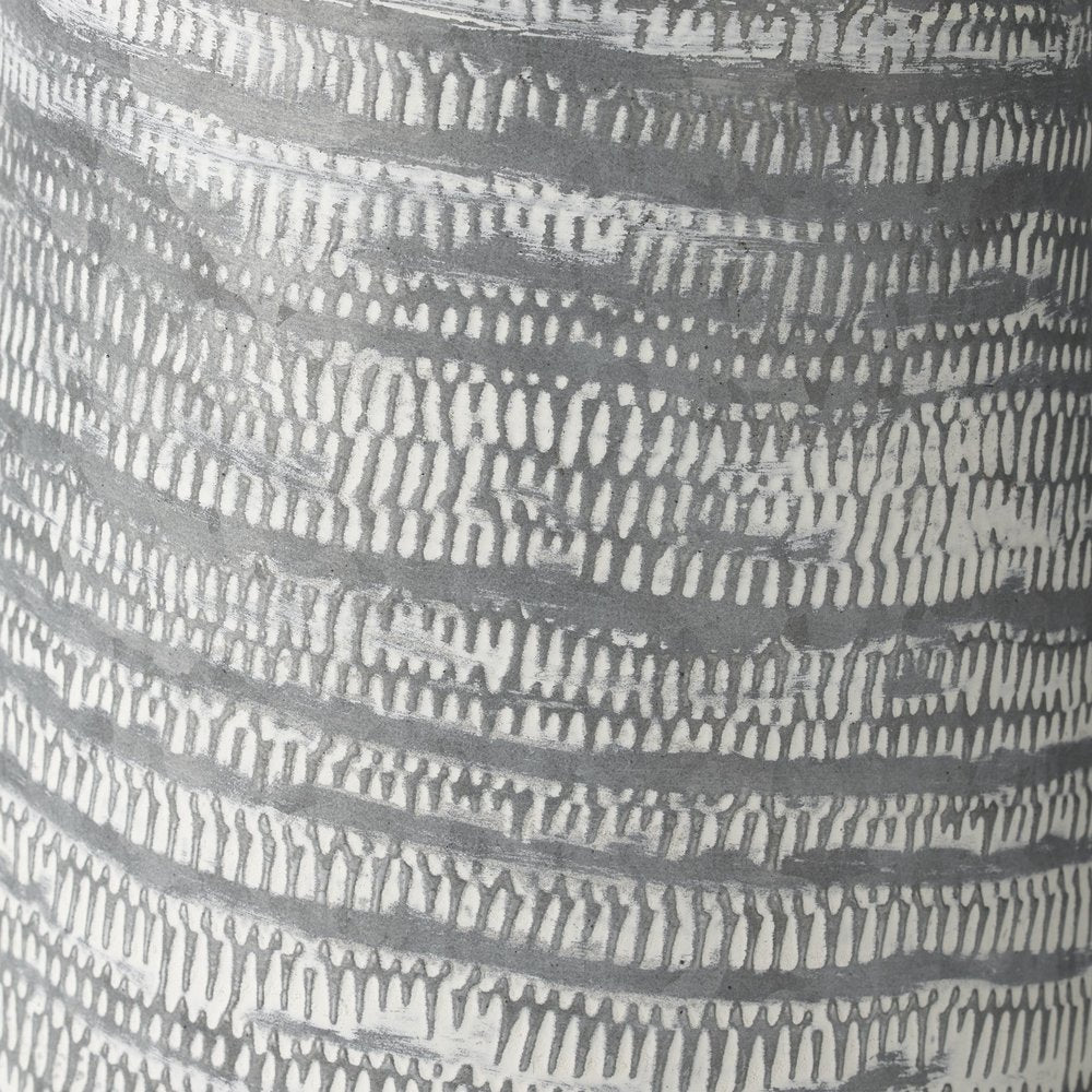 11" Gray and White Abstract Metal Jug Vase HomeRoots