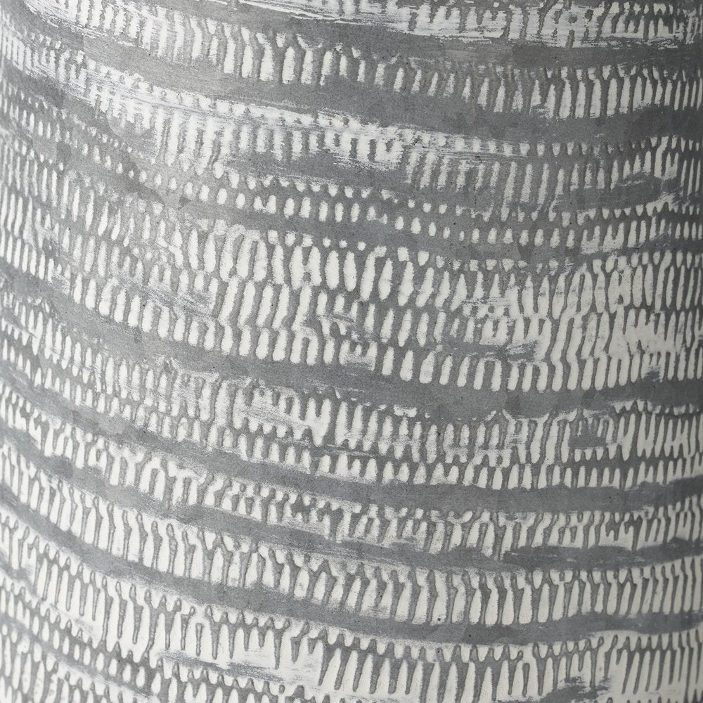 11" Gray and White Abstract Metal Jug Vase HomeRoots