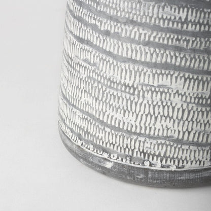 11" Gray and White Abstract Metal Jug Vase HomeRoots