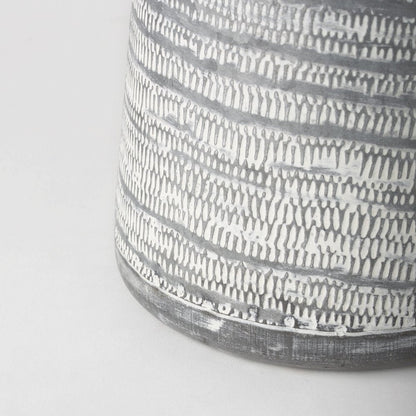 11" Gray and White Abstract Metal Jug Vase HomeRoots