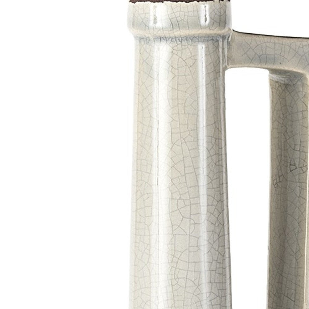 16" Gray and Off White Ceramic Tall Jug Vase — view 7