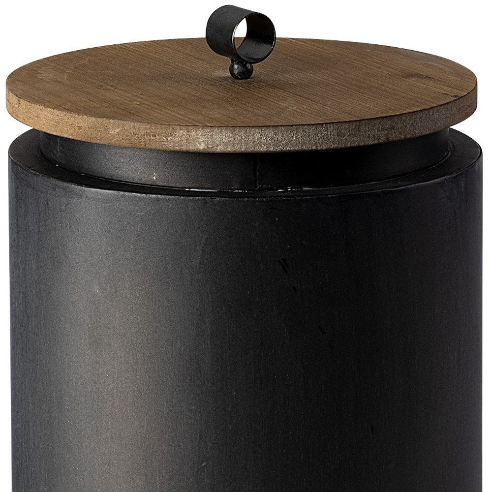 Set of Two Dark Gray Metal Decorative Canister HomeRoots