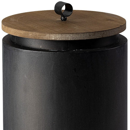 Set of Two Dark Gray Metal Decorative Canister HomeRoots