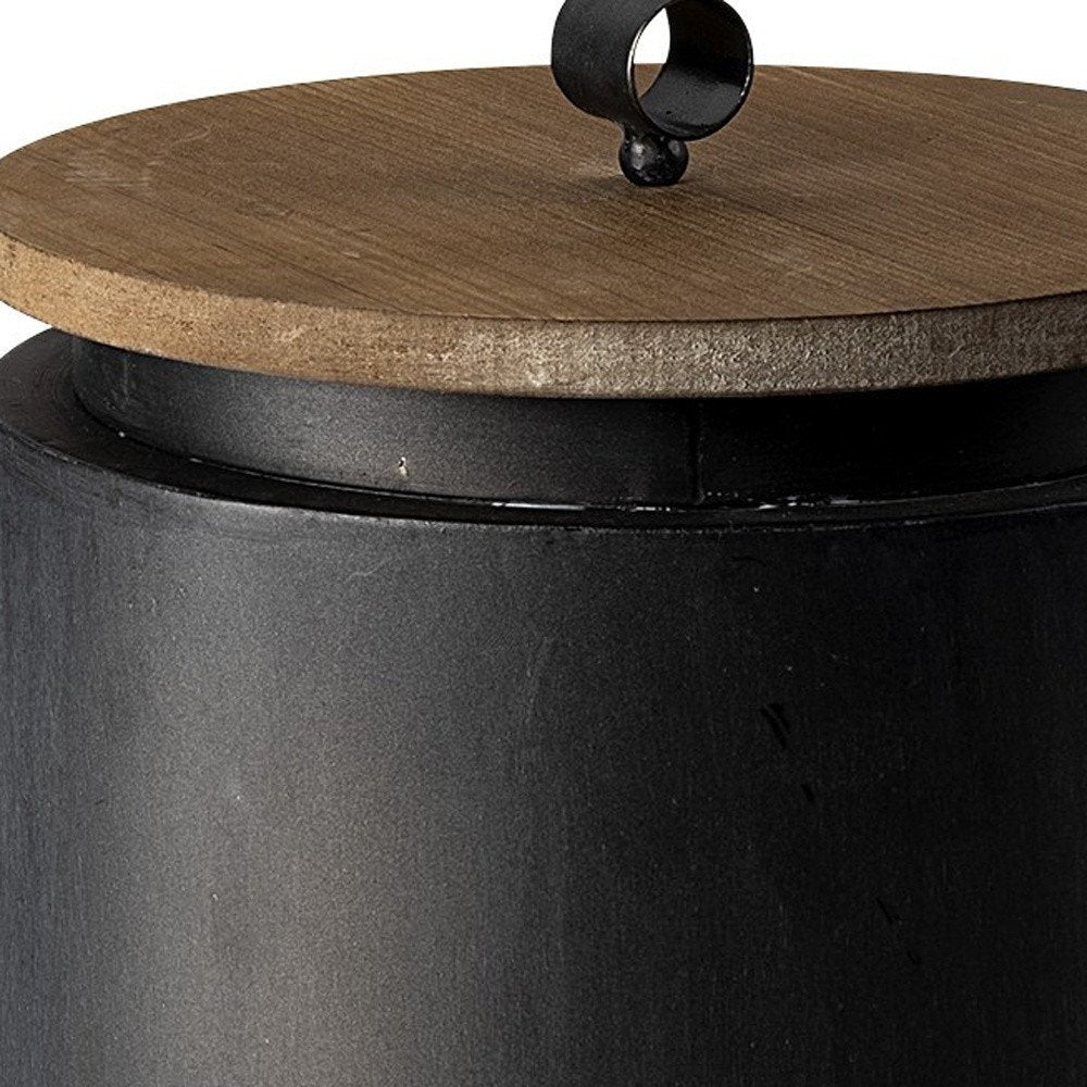 Set of Two Dark Gray Metal Decorative Canister HomeRoots