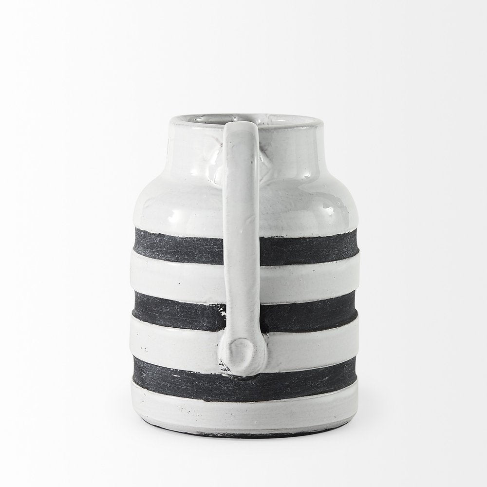 7" Blue And White Cylinder Ceramic Urns Jars HomeRoots