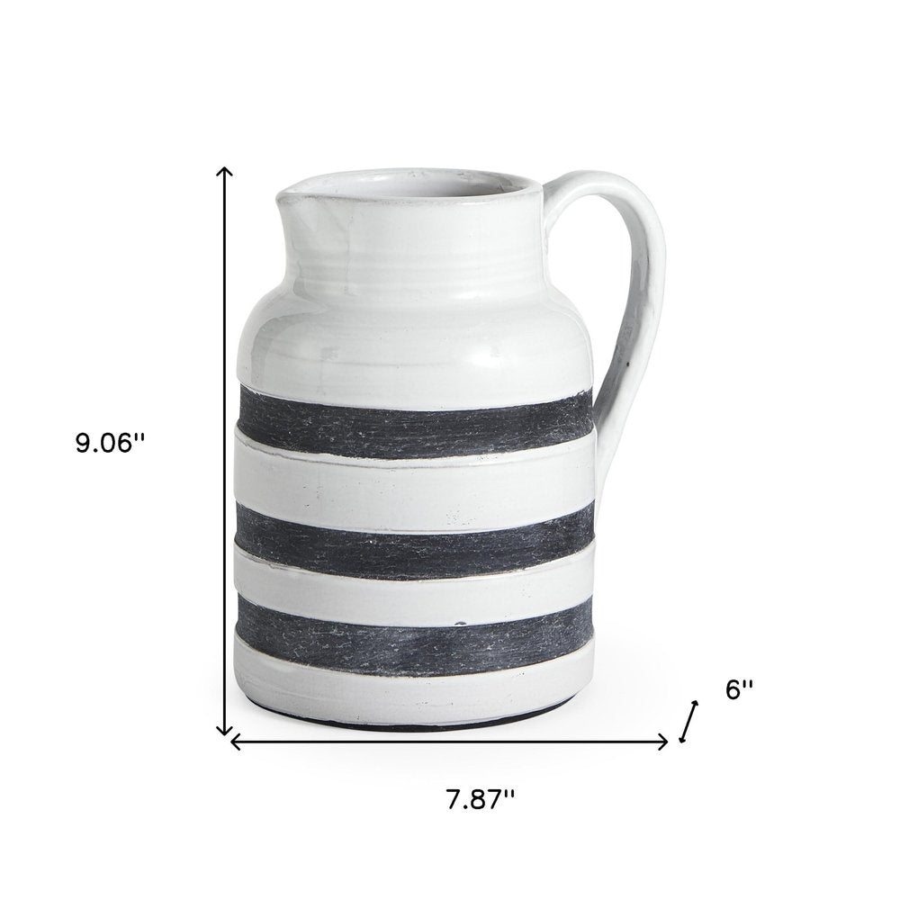 9" Blue And White Cylinder Ceramic Urns Jars HomeRoots