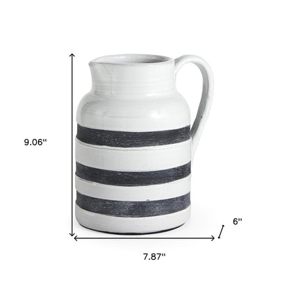 9" Blue And White Cylinder Ceramic Urns Jars