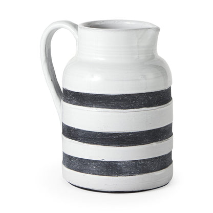 9" Blue And White Cylinder Ceramic Urns Jars HomeRoots