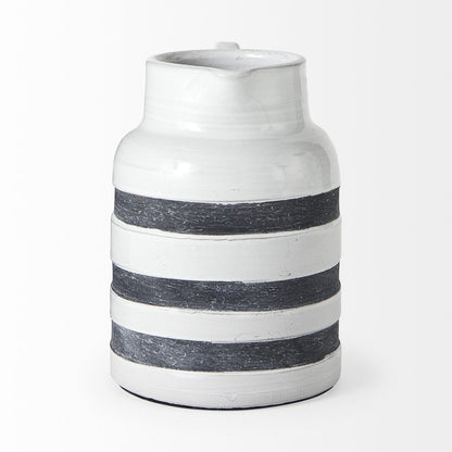 9" Blue And White Cylinder Ceramic Urns Jars HomeRoots