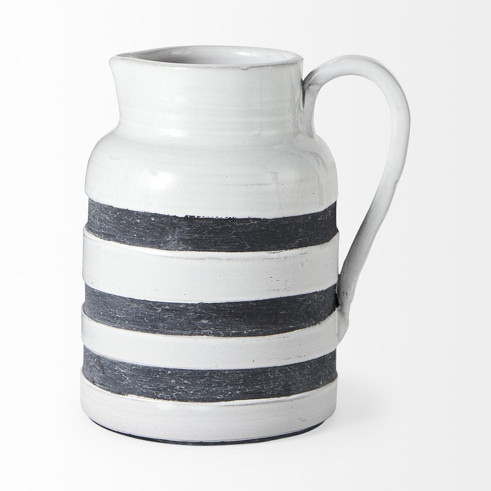 9" Blue And White Cylinder Ceramic Urns Jars — view 3