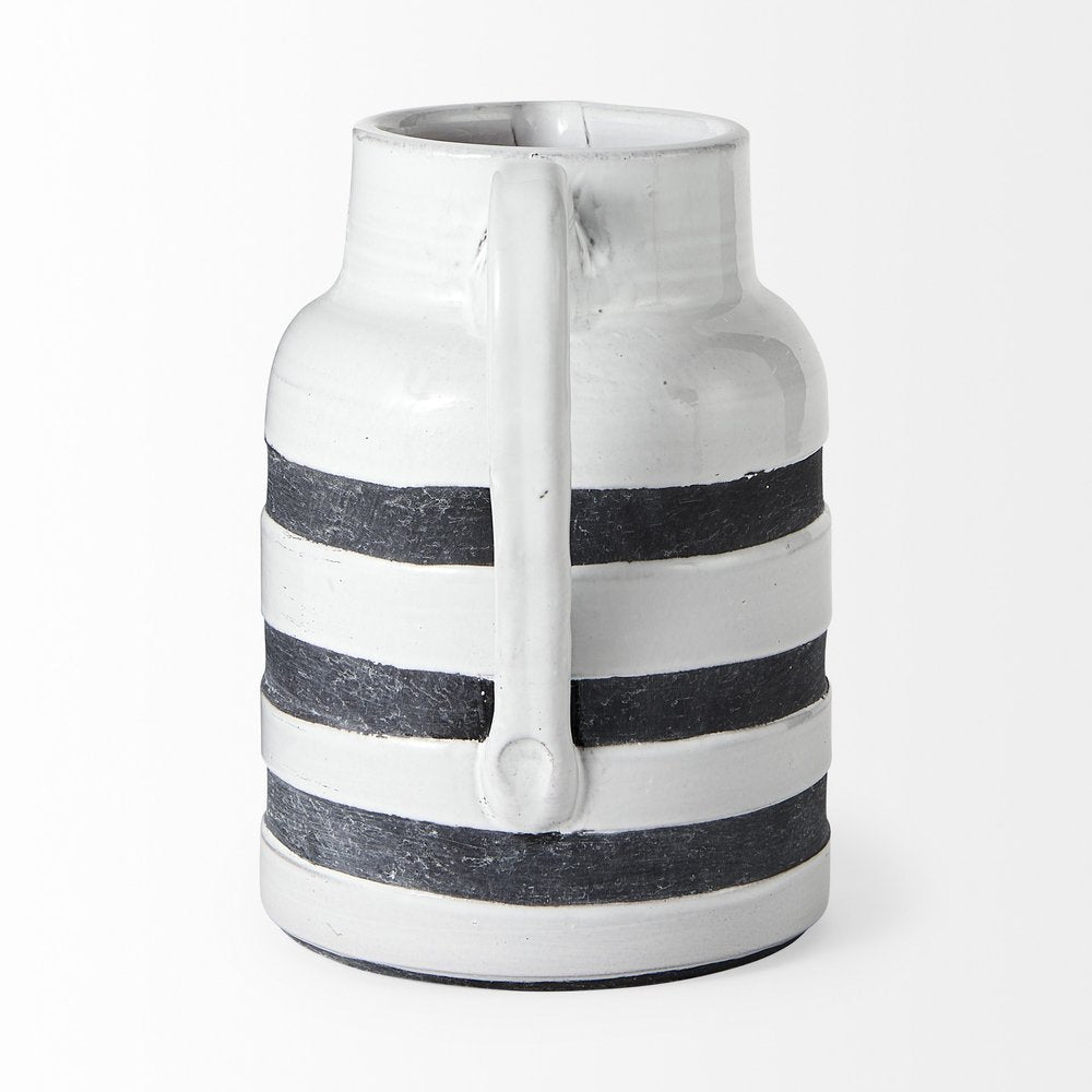9" Blue And White Cylinder Ceramic Urns Jars — view 4
