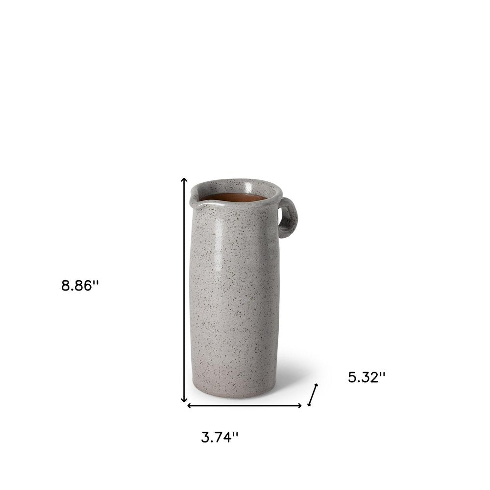 9" Gray Cylinder Ceramic Urns Jars — view 7